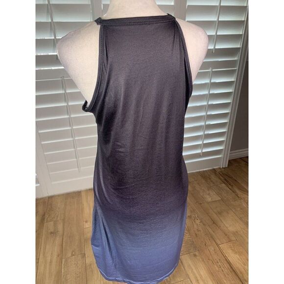 Casual Blue Gray Ombre Slip Dress L Halter Stretch Lounge Pockets - Picture 11 of 11